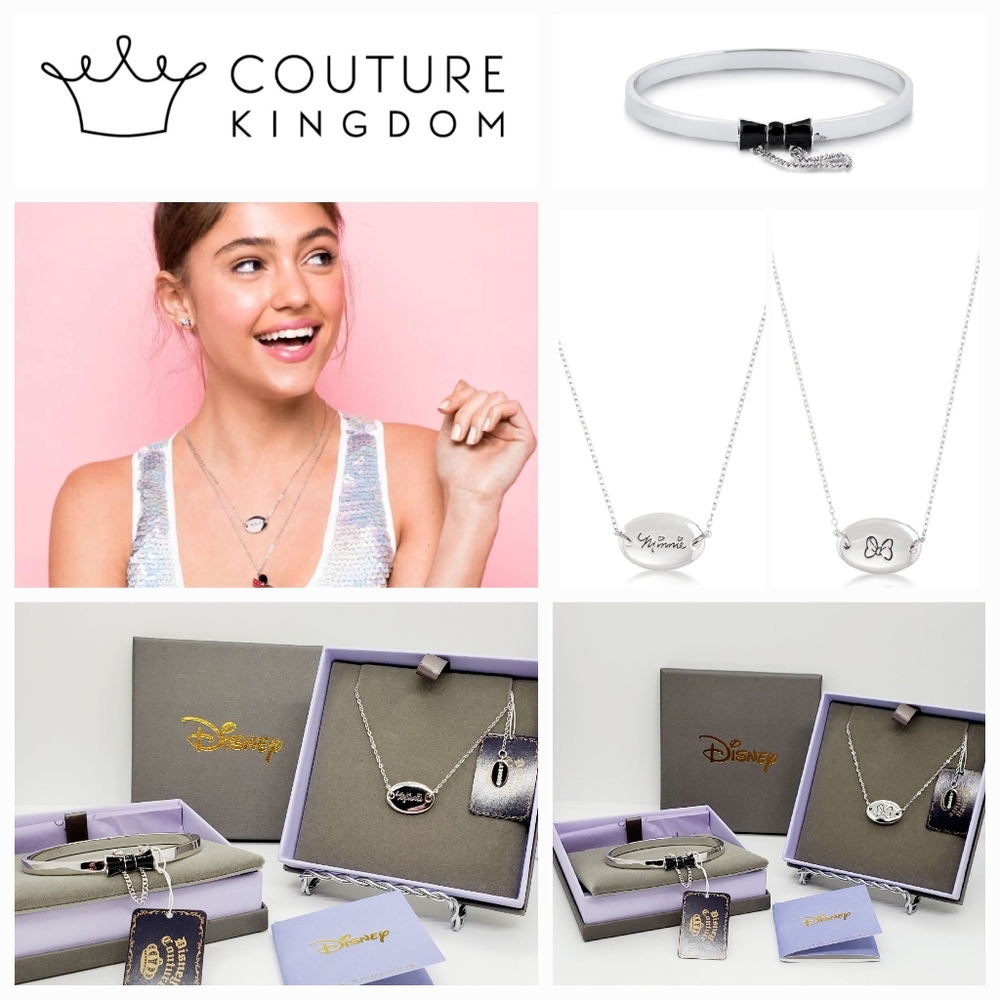 DISNEY by Couture Kingdom Minnie Mouse Signature Flip Necklace & Bow Bangle Set